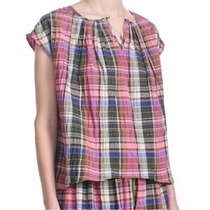 Corey Lynn Calter Colorful Plaid Maggie top size small